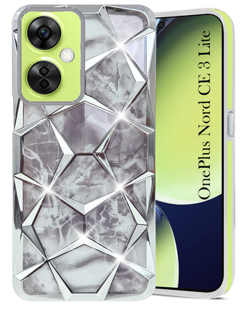 For OnePlus Nord CE 3 Lite Back Cover Case (Dual Design Glitter Sparkle and Detachable Diamond Print Case | Soft and Flexible)
