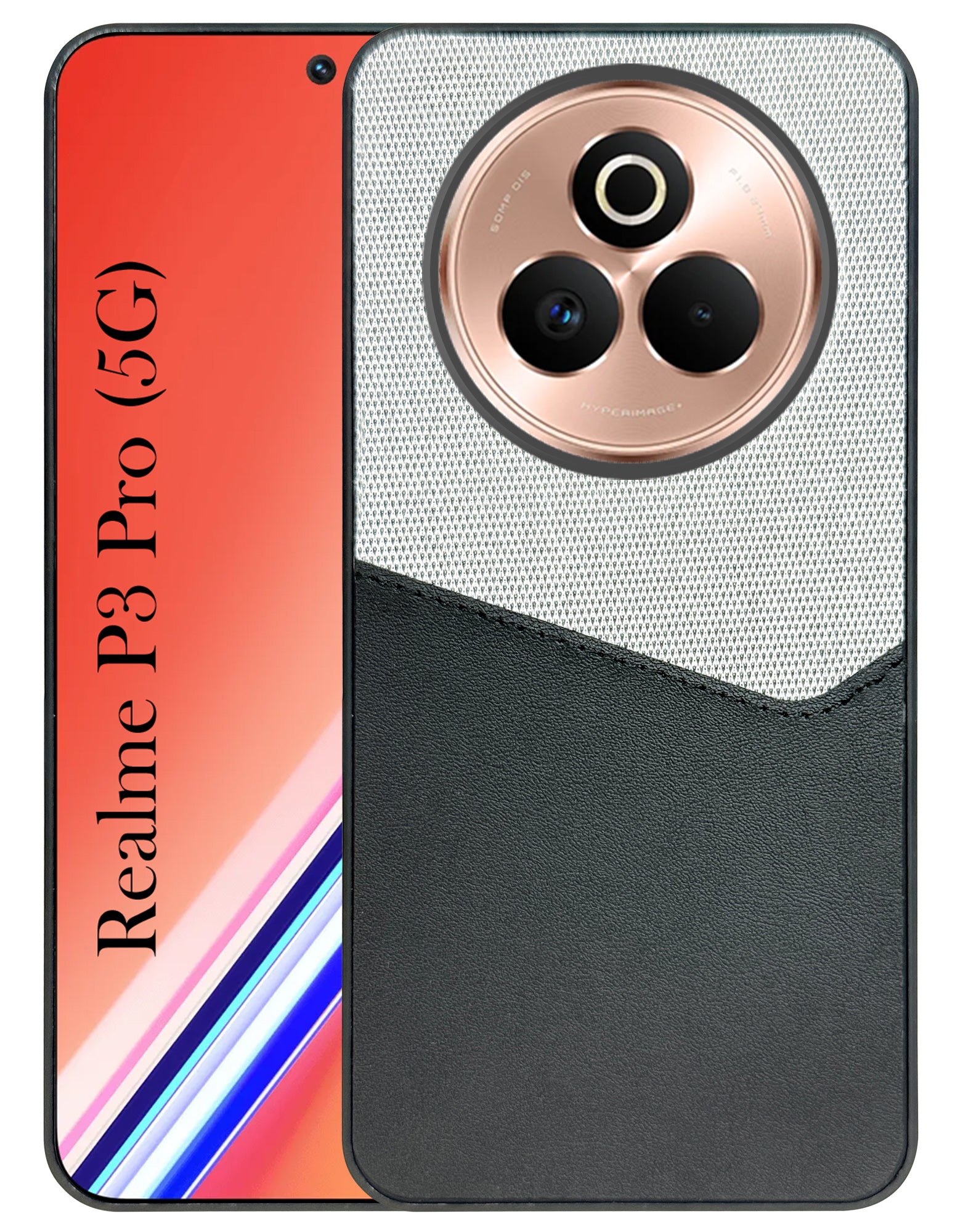 For Realme P3 Pro Back Cover Case (Dual PU Leather Stitch | Professional Minimalist | Soft and Flexible)