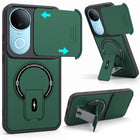 For Vivo iQOO Z10R Back Case Cover Metallic (Hybrid Armor Kickstand | Sliding Shutter Camera Protection | MagSafe Compatible)