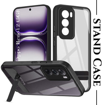 For Oppo Reno12 5G | Oppo Reno 12 5G Back Cover Case (Built-in Stand | Lifetime Anti Yellow | Kickstand Shockproof | Camera Protection | MagSafe Compatible)