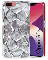 For Oppo A3s Back Cover Case (Dual Design Glitter Sparkle and Detachable Diamond Print Case | Soft and Flexible)