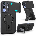 For Vivo iQOO Z10x Back Case Cover Metallic (Hybrid Armor Kickstand | Sliding Shutter Camera Protection | MagSafe Compatible)