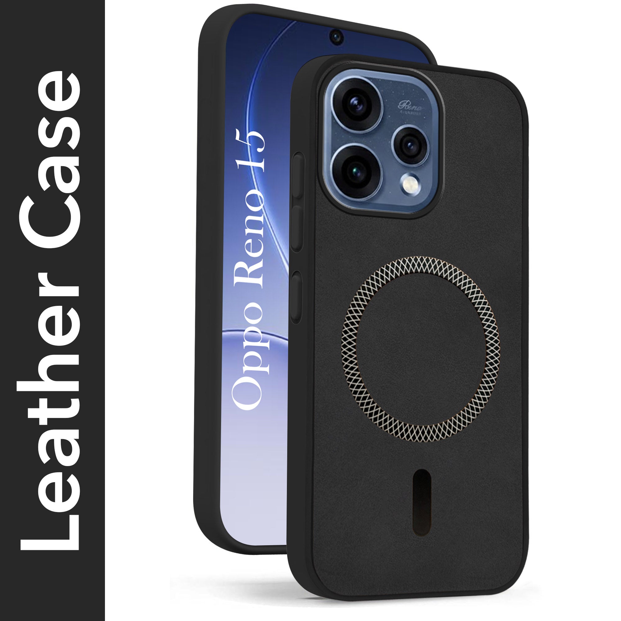 For Oppo Reno15 5G | Oppo Reno 15 5G Back Cover Case Leather Finish (MagSafe Compatible Wireless Charging | Soft Touch | Camera Bump Protection)