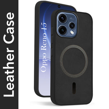 For Oppo Reno15 5G | Oppo Reno 15 5G Back Cover Case Leather Finish (MagSafe Compatible Wireless Charging | Soft Touch | Camera Bump Protection)
