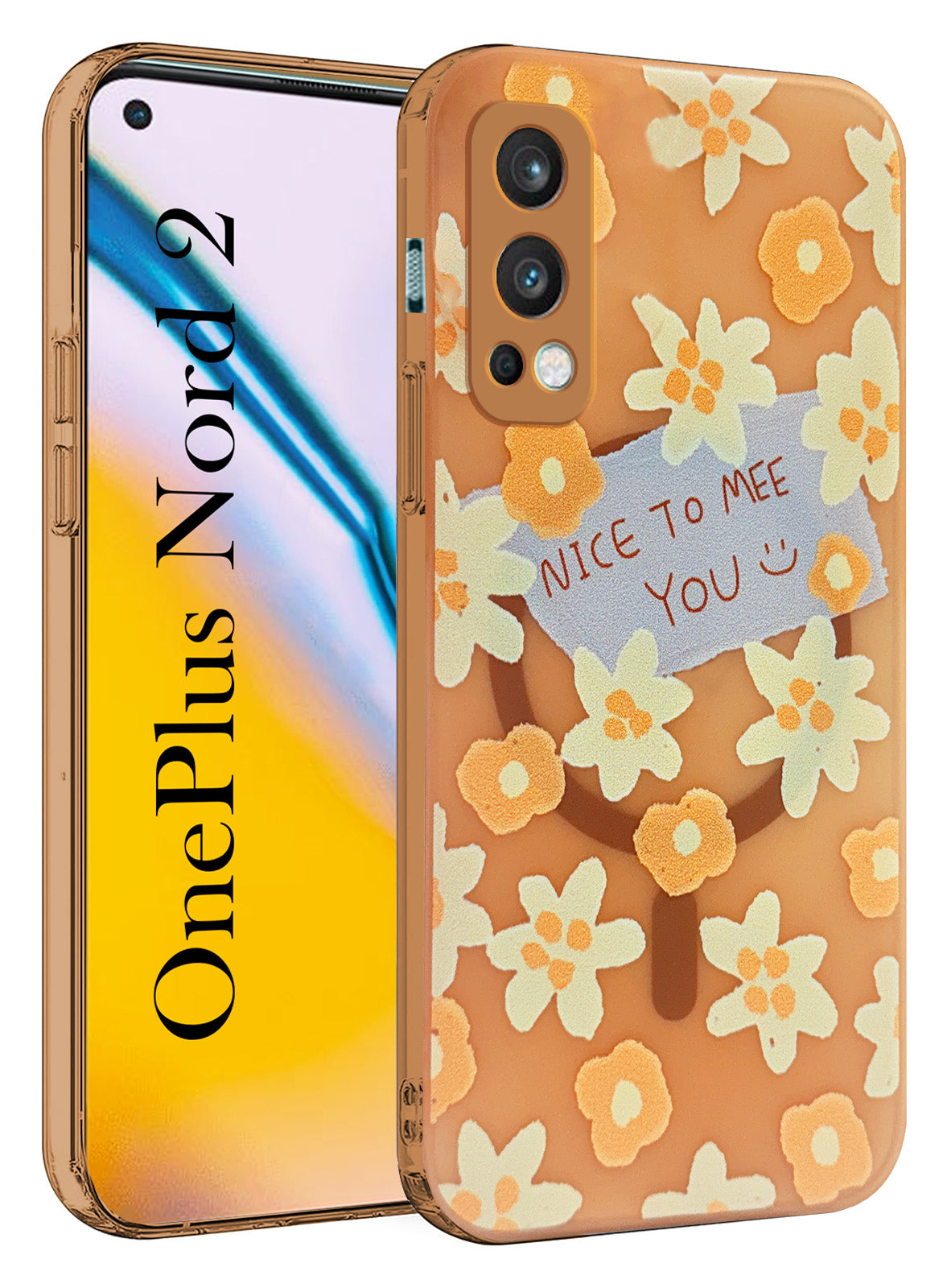For OnePlus Nord 2 Back Cover Case (Cute Floral Design | Flower Print for Girls | MagSafe Compatible Wireless Charging)