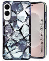 For Samsung Galaxy S25 Edge Back Cover Case  ( Dual Design Glitter Sparkle and Detachable Diamond Print Case | Soft and Flexible)