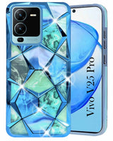 For Vivo V25 Pro Back Cover Case ( Dual Design Glitter Sparkle and Detachable Diamond Print Case | Soft and Flexible)