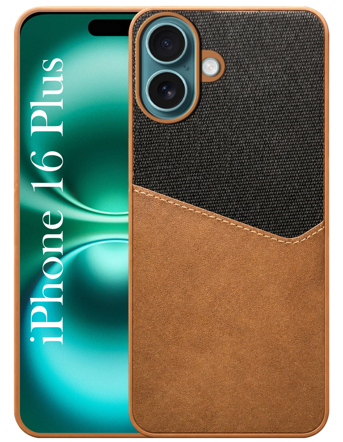 For Apple iPhone 16 Plus Back Cover Case (Dual PU Leather Stitch | Professional Minimalist | Soft and Flexible)