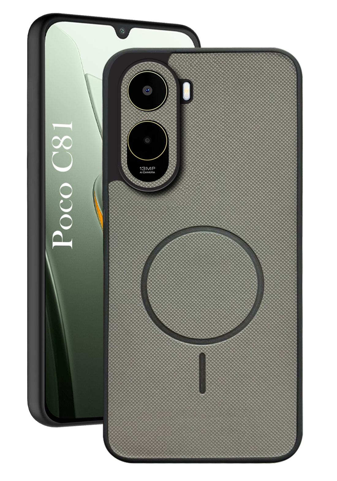 For Poco C81 5G Back Cover Case PU Leather (Texture Grip Design | Professional Minimalist | Camera Protection | Soft and Flexible)