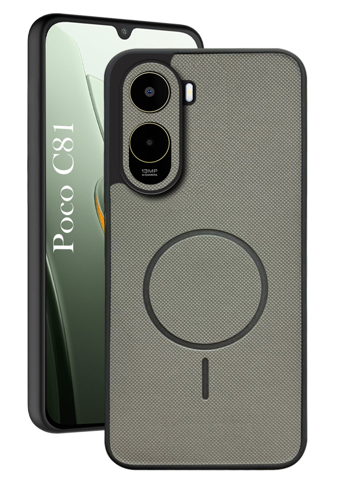 For Poco C81 5G Back Cover Case PU Leather (Texture Grip Design | Professional Minimalist | Camera Protection | Soft and Flexible)
