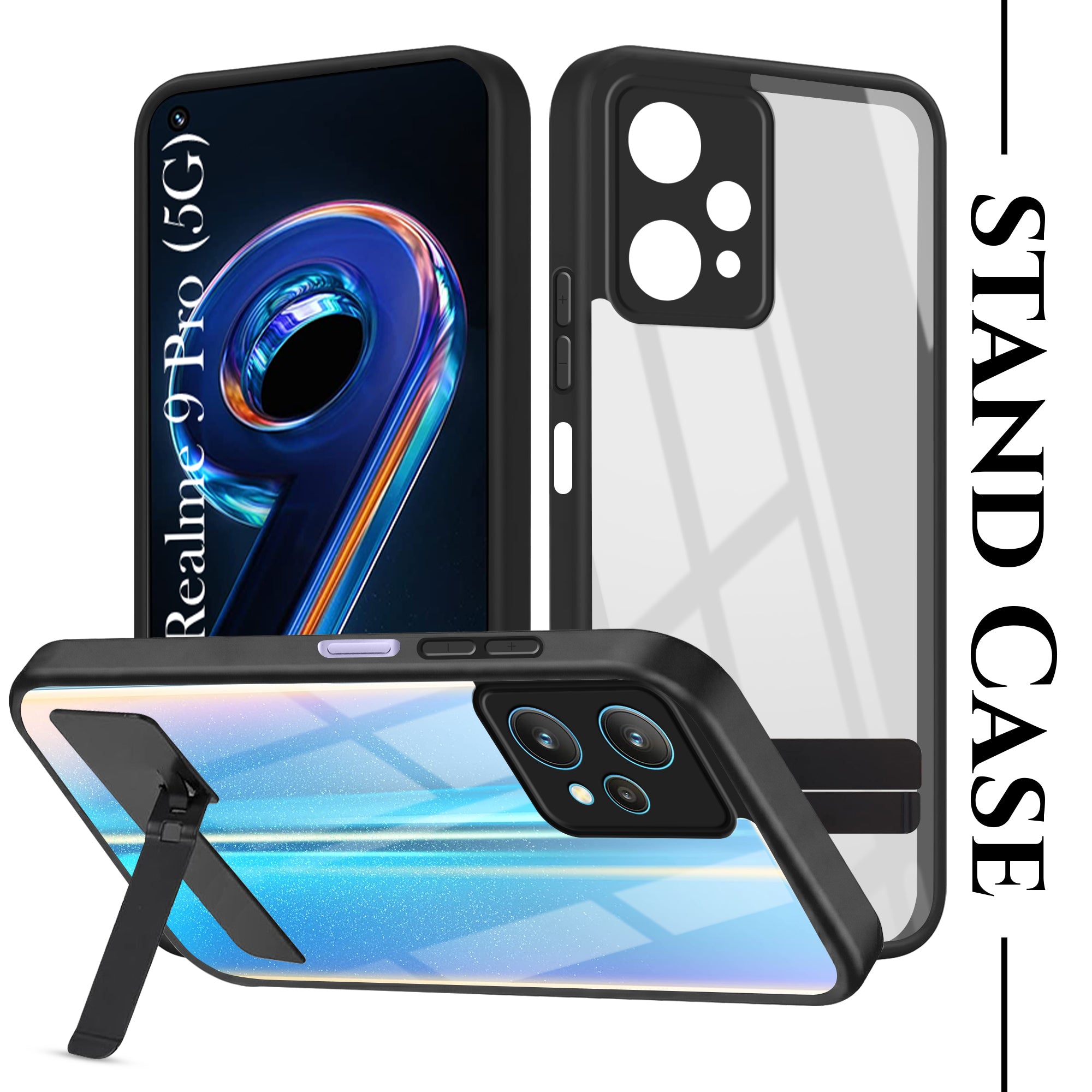 For Realme 9 Pro Back Cover Case (Built-in Stand | Lifetime Anti Yellow | Kickstand Shockproof | Camera Protection | MagSafe Compatible)
