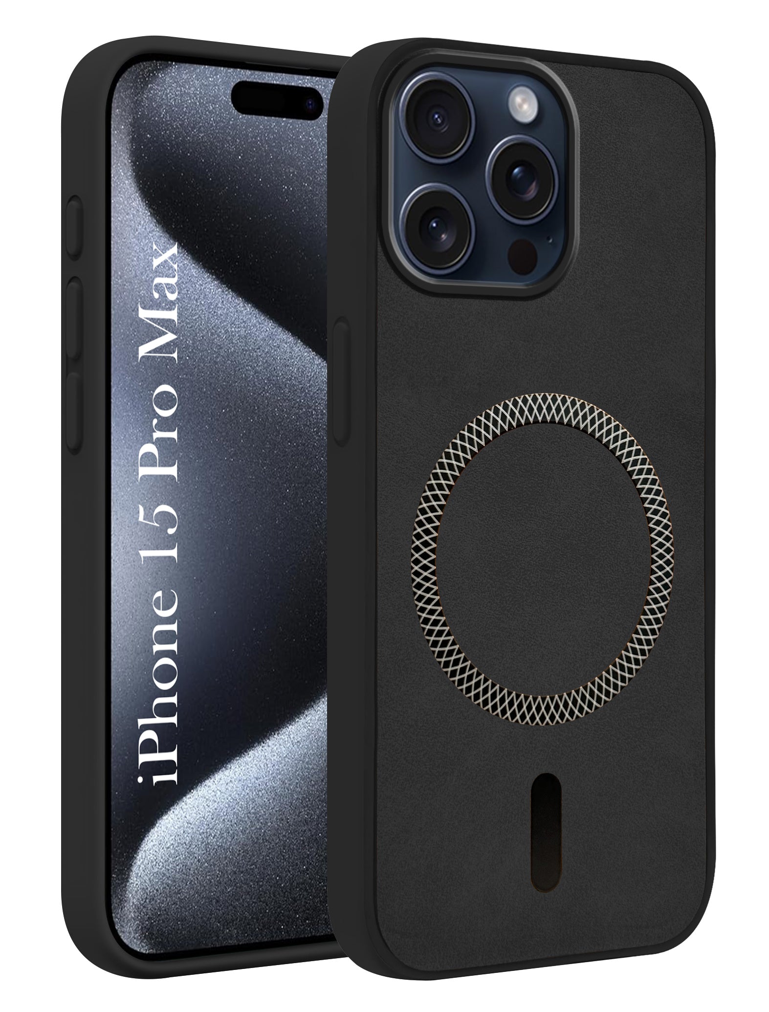 For Apple iPhone 15 Pro Max Back Cover Case (Sleek Leather Finish | MagSafe Compatible Wireless Charging | Camera Bump Protection)