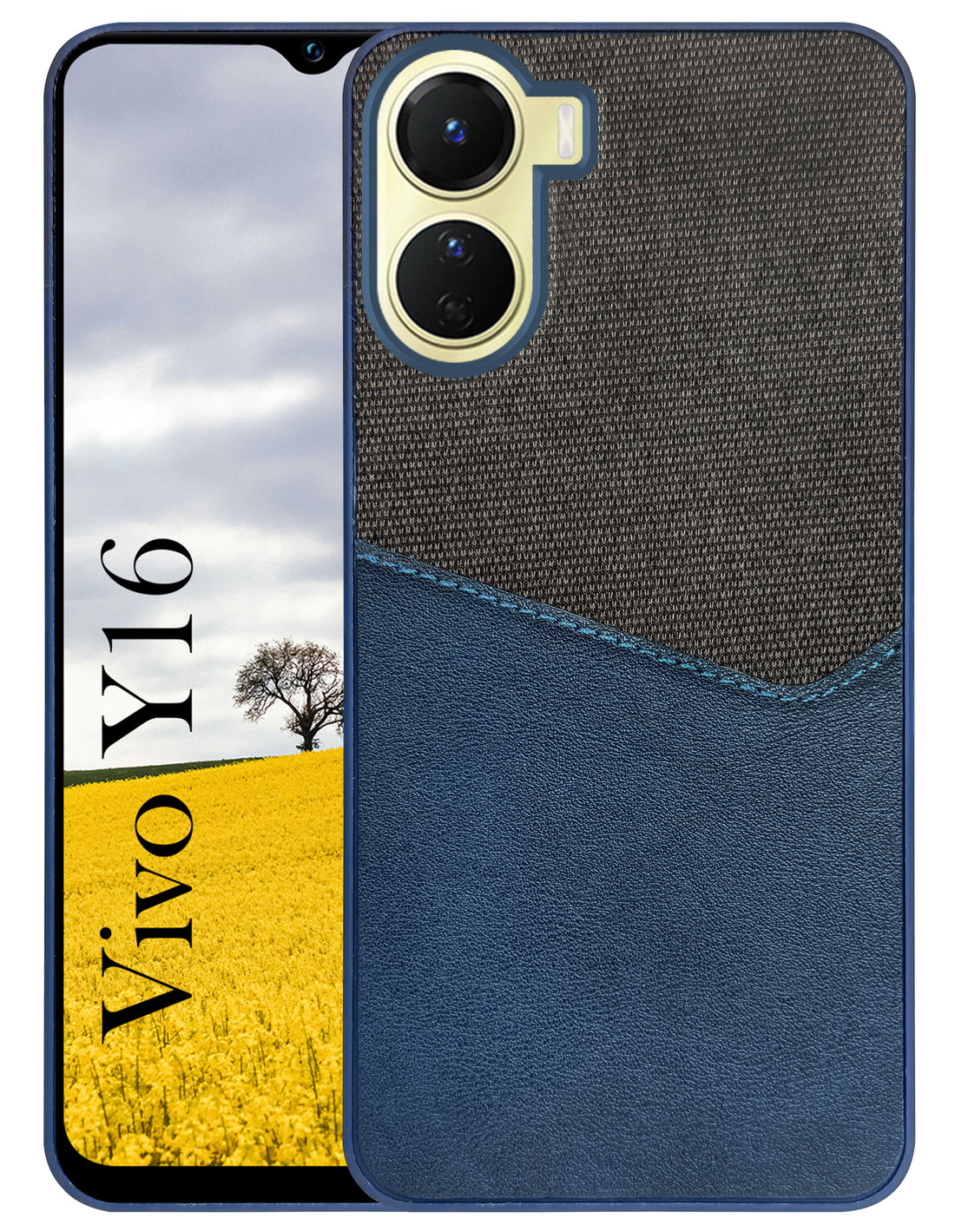 For Vivo Y16 Back Cover Case (Dual PU Leather Stitch | Professional Minimalist | Soft and Flexible)
