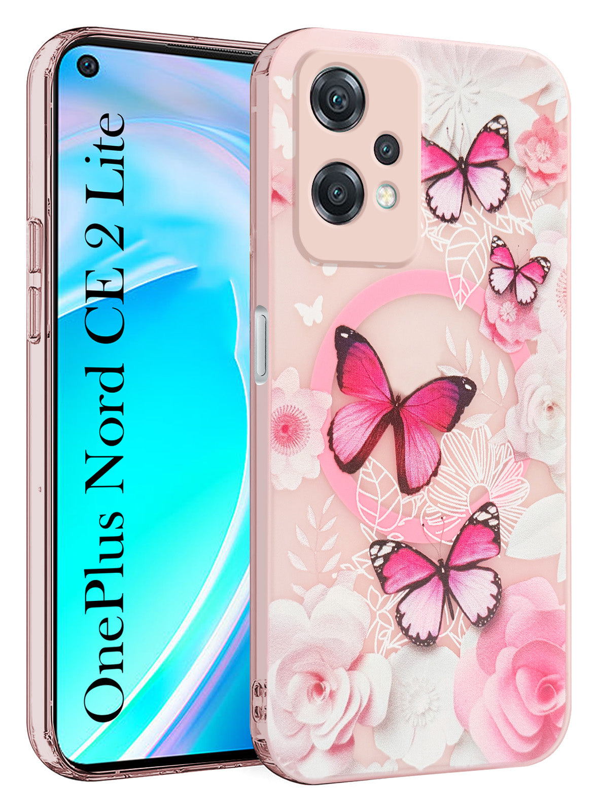 For OnePlus Nord CE 2 Lite Back Cover Case (Cute Floral Design | Flower Print for Girls | MagSafe Compatible Wireless Charging)