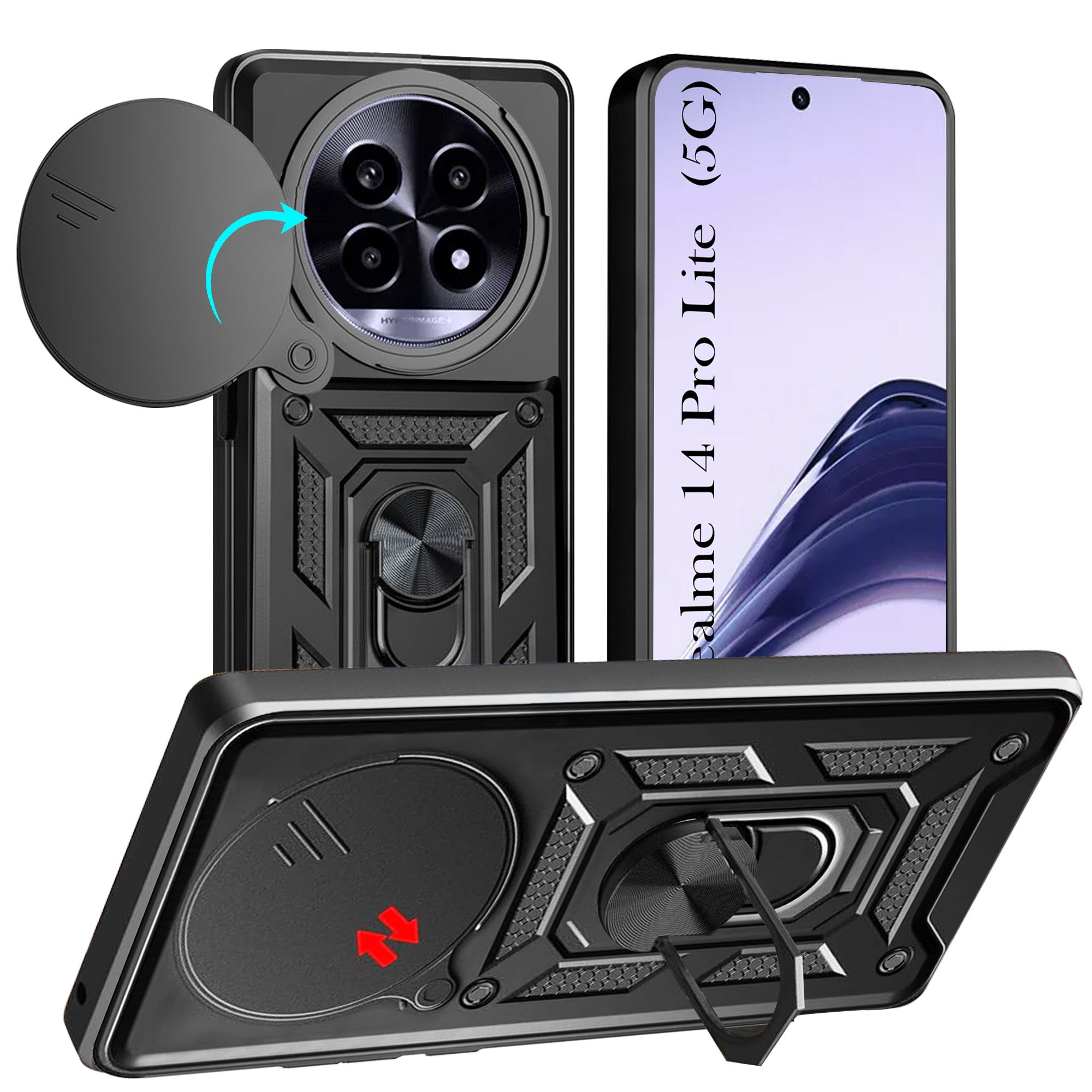 For Realme 14 Pro Lite Back Cover Case (Hybrid Dual Armor Polycarbonate)