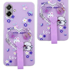 For Samsung Galaxy M17e Back Cover Case (3D Cute Heart Strap Holder | Camera Protection | Designer Girls Print)