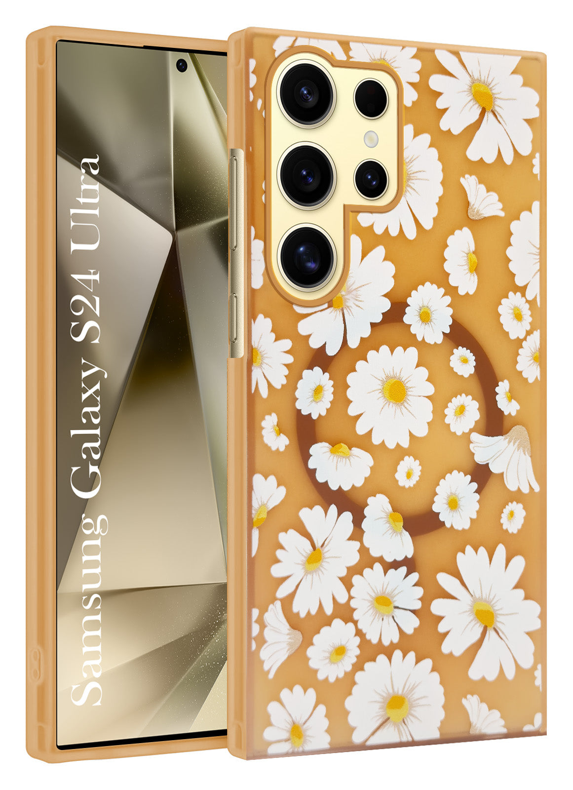 For Samsung Galaxy S24 Ultra Back Cover Case (Cute Floral Design | Flower Print for Girls | MagSafe Compatible Wireless Charging)
