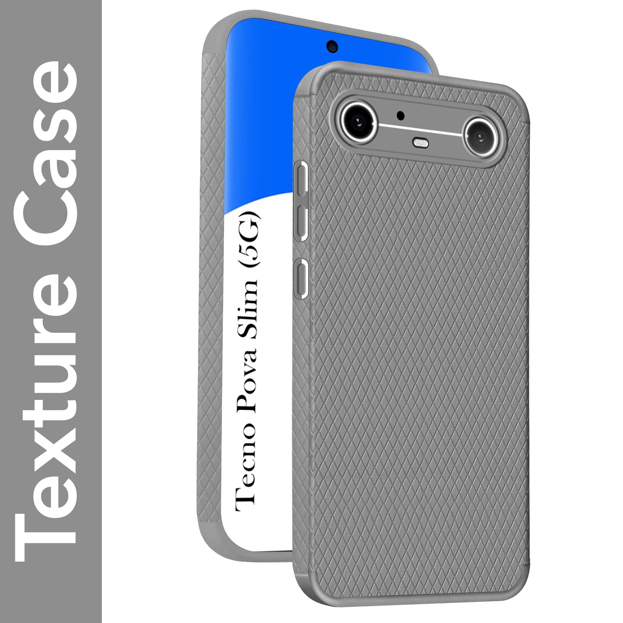 For Tecno Pova Slim Back Cover Case Liquid Silicone (Camera Protection | Side Grip Texture | Soft and Flexible)