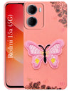 For Redmi 15A 5G Back Cover Case (Soft Butterfly Embroidery | Women Teen Girls | Camera Protection| Matte Silicone)