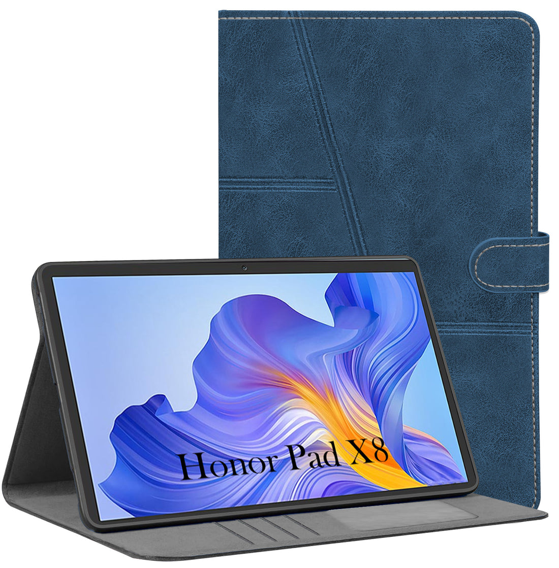 For Flip Cover Folio Case Honor Pad X8 10 Inch AGM3-W09HN (PU Leather | Multi-Angle Smart Stand | Card Storage Slots | Silicone Back Pouch)