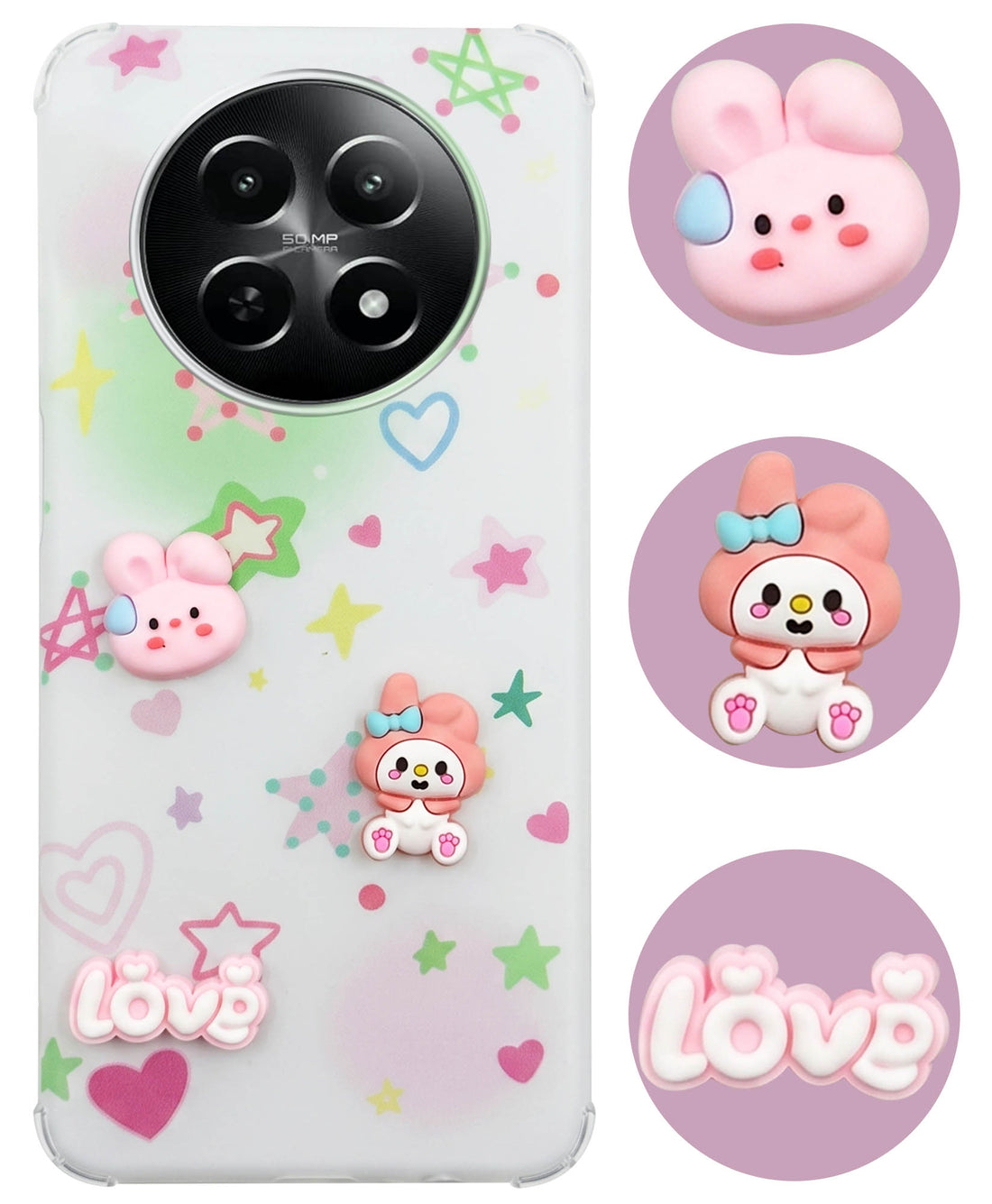 For Realme 12 | Realme 12X Back Cover Case (3D Cute Cartoons | Hard Back Side Soft | Matte Premium Finish | HD Printing)