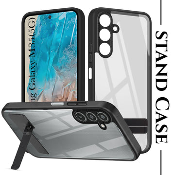 For Samsung Galaxy M35 5G Back Cover Case (Built-in Stand | Lifetime Anti Yellow | Kickstand Shockproof | Camera Protection | MagSafe Compatible)