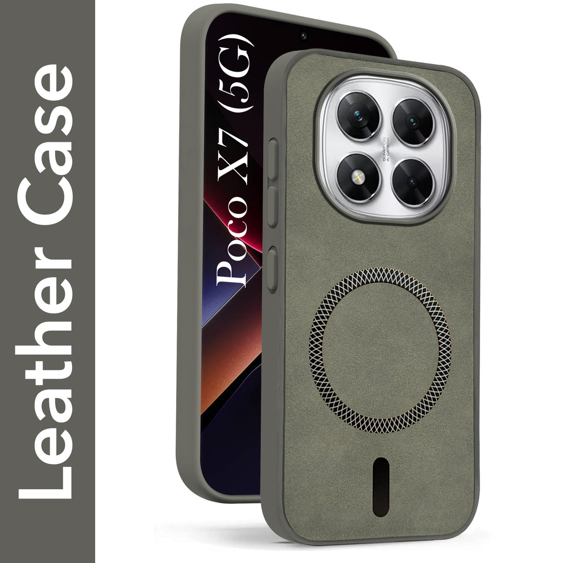 For Xiaomi Poco X7 Back Cover Case Leather Finish (MagSafe Compatible Wireless Charging | Soft Touch | Camera Bump Protection)