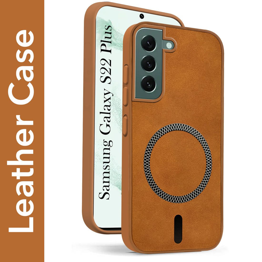 For Samsung Galaxy S22 Plus 5G Back Cover Case Leather Finish (MagSafe Compatible Wireless Charging | Soft Touch | Camera Bump Protection)
