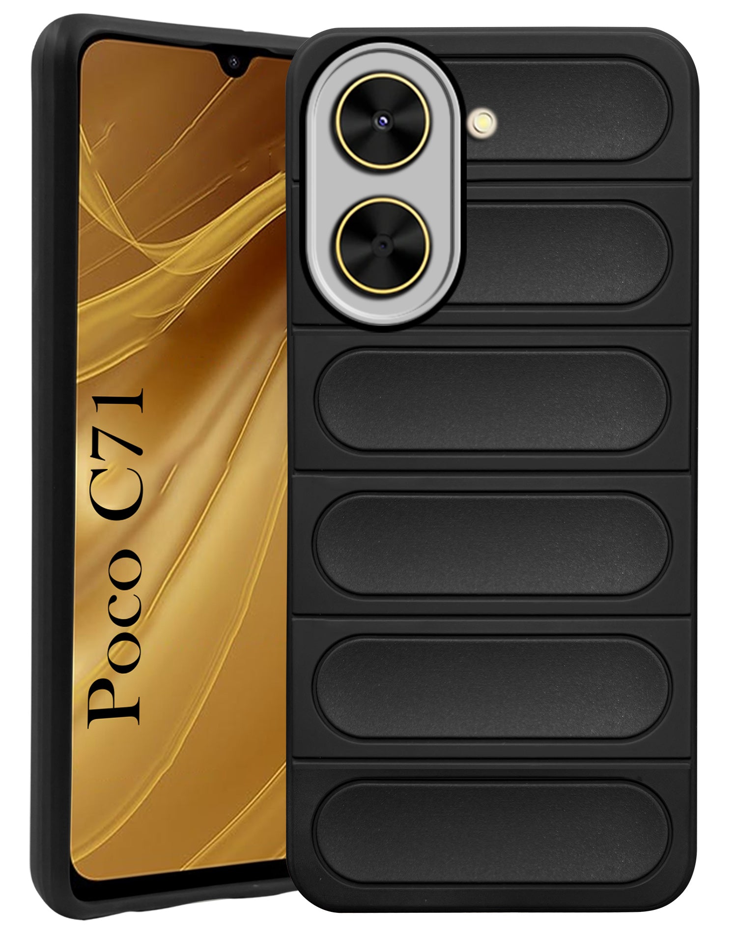 For Poco C71 Back Cover Case (Matte Liquid Silicone| Camera Protection Ring | Professional Wave Design | Shockproof Anti Slip Grip )