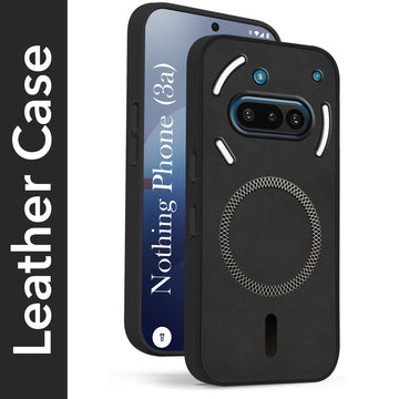 For Nothing Phone 3A 5G Back Cover Case Leather Finish (MagSafe Compatible Wireless Charging | Soft Touch | Camera Bump Protection)