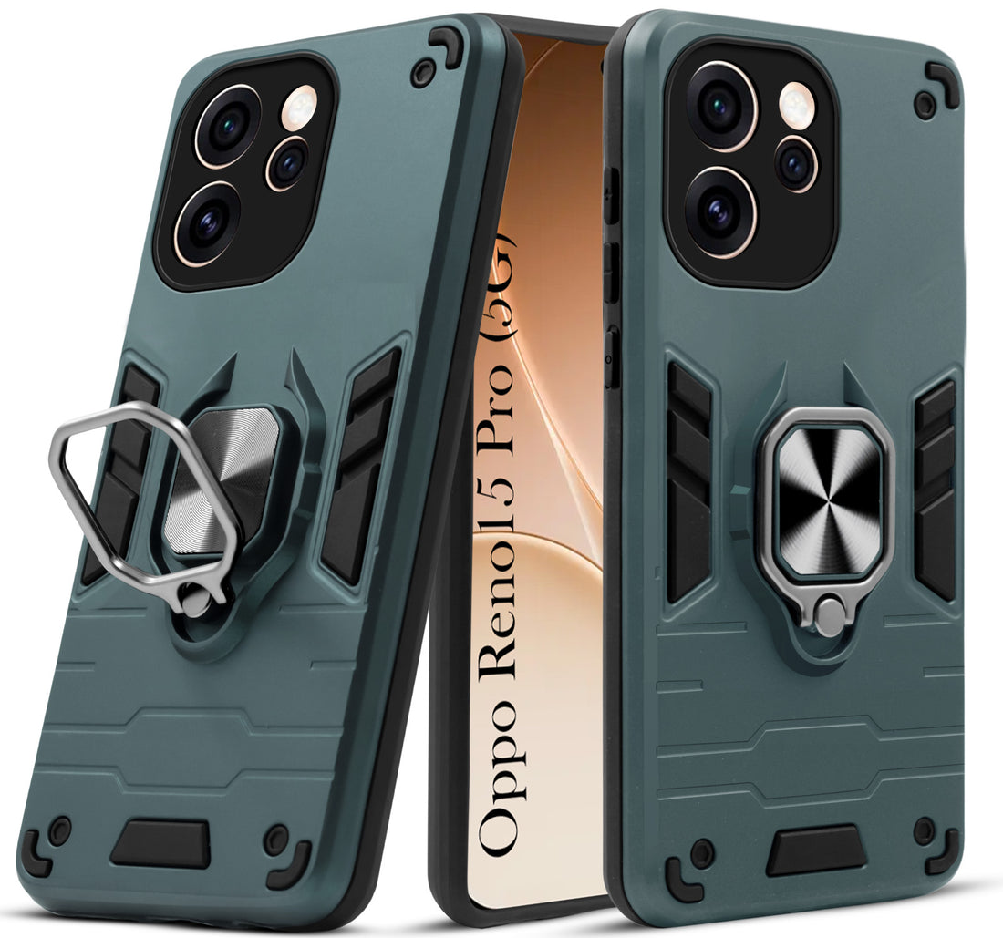 For Oppo Reno15 Pro 5G | Oppo Reno 15 Pro 5G Back Cover Case Hybrid Armor (Shockproof Dual Layer Polycarbonate |Ring Holder Kickstand)