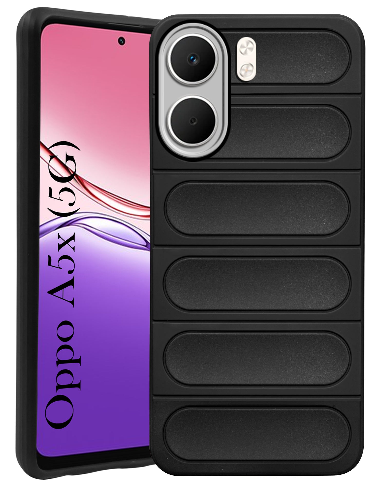 For Oppo A5X Back Case Cover (Matte Liquid Silicone| Professional Wave Design | Camera Protection Ring | Shockproof Anti Slip Grip)
