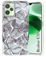 For Realme C35 Back Cover Case (Dual Design Glitter Sparkle and Detachable Diamond Print Case | Soft and Flexible)