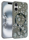 For Apple iPhone 16 Back Cover Case (Cute Floral Design | Flower Print for Girls | MagSafe Compatible Wireless Charging)