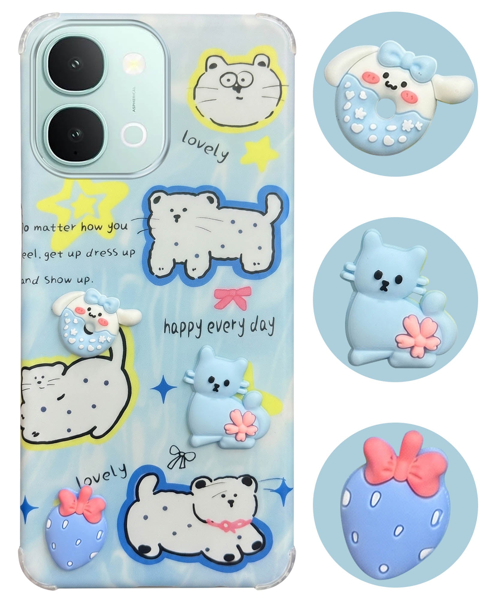 For Vivo iQOO Z11x 5G Back Cover Case (3D Cute Cartoons | Hard Back Side Soft | Matte Premium Finish | HD Printing)