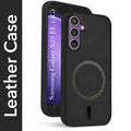 For Samsung Galaxy S23 FE 5G Back Cover Case Leather Finish (MagSafe Compatible Wireless Charging | Soft Touch | Camera Bump Protection)