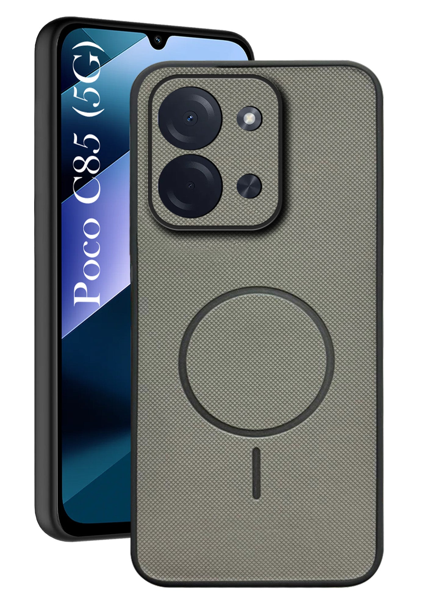 For Poco C85 5G Back Cover Case PU Leather (Texture Grip Design | Professional Minimalist | Camera Protection | Soft and Flexible)