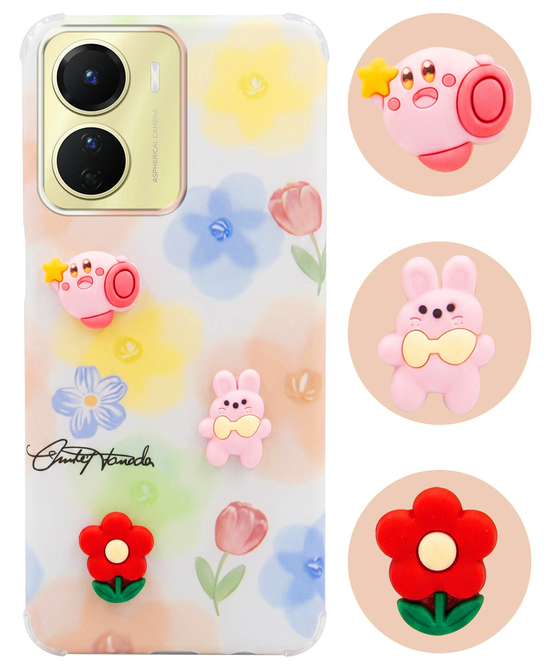 For Vivo Y16 Back Cover Case (3D Cute Cartoons | Hard Back Side Soft | Matte Premium Finish | HD Printing)