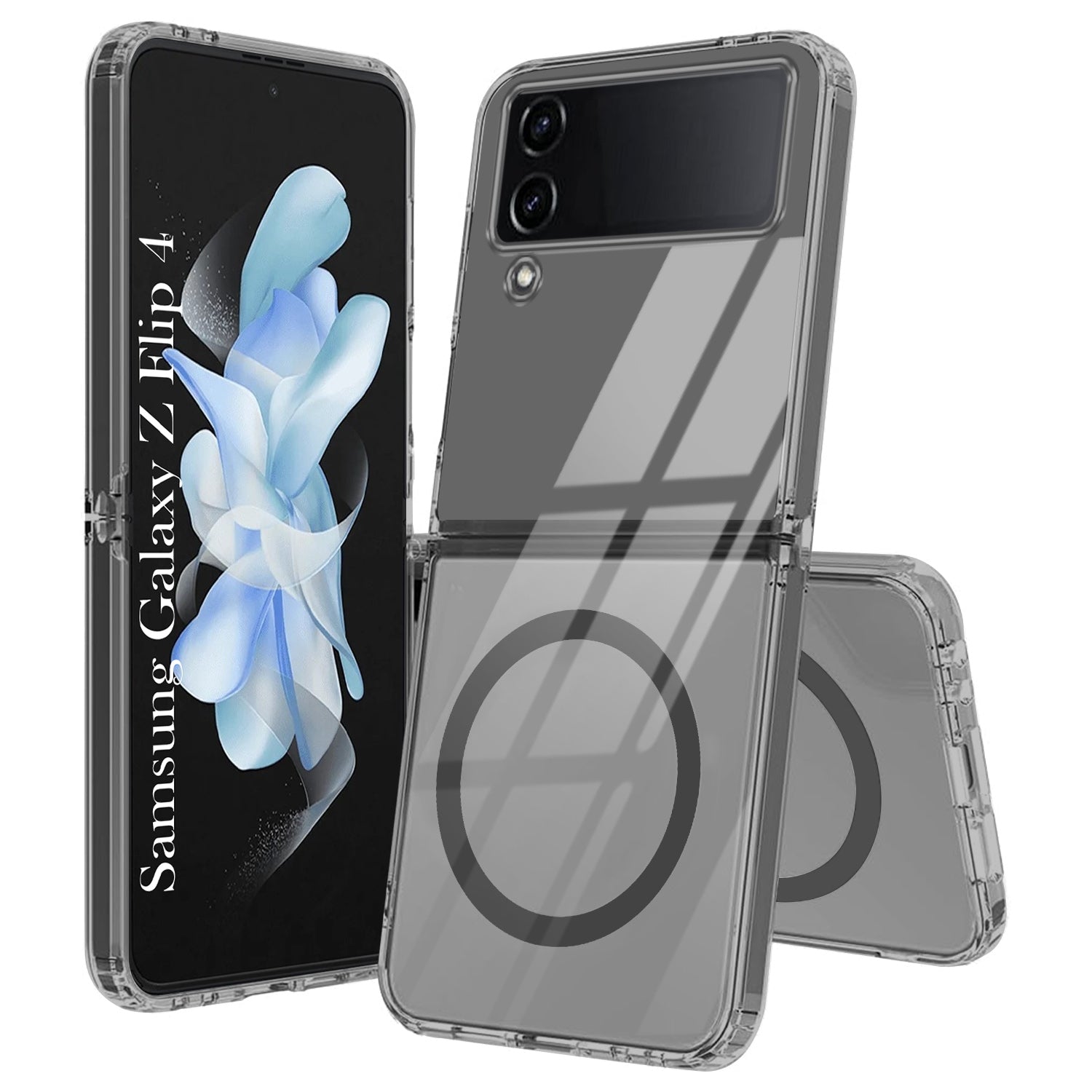 For Samsung Galaxy Z Flip 4 Back Cover Case Lifetime Anti-Yellow Clear (Magnetic Charging Support | Sleek Hard Crystal | Shockproof and Camera Protection)