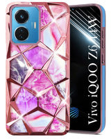 For Vivo IQOO Z6 44W Back Cover Case (Dual Design Glitter Sparkle and Detachable Diamond Print Case | Soft and Flexible)