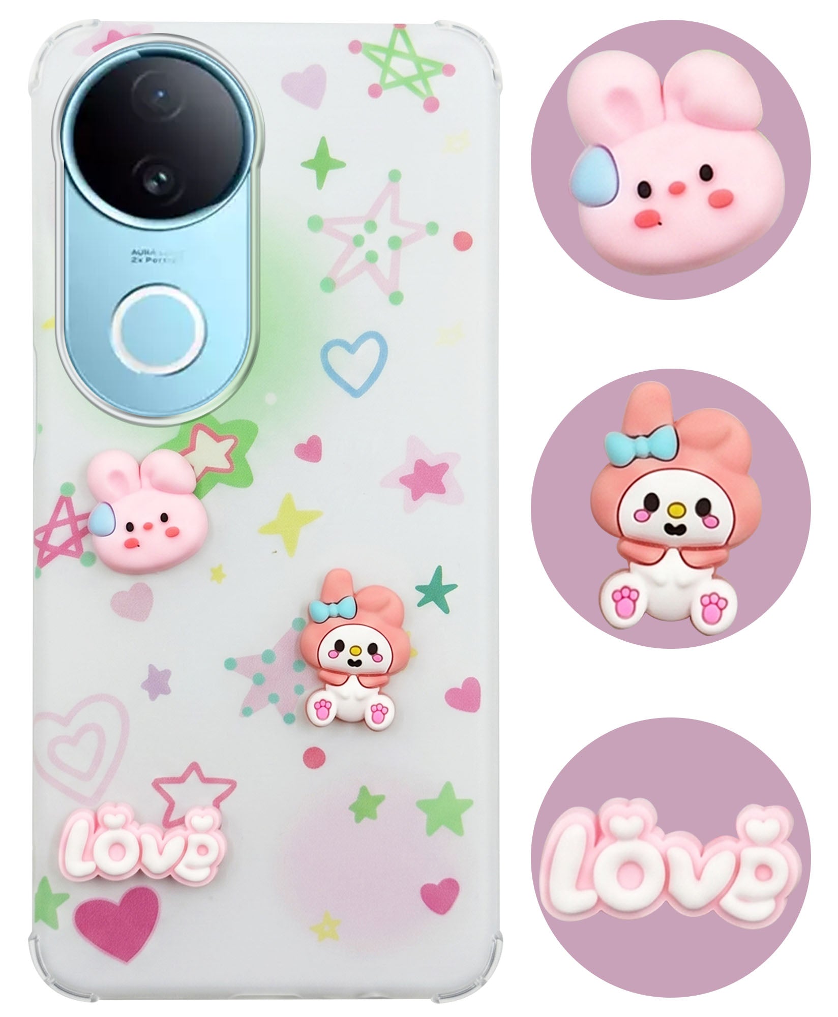 For Vivo iQOO Z10R Back Cover Case (3D Cute Cartoons | Hard Back Side Soft | Matte Premium Finish | HD Printing)