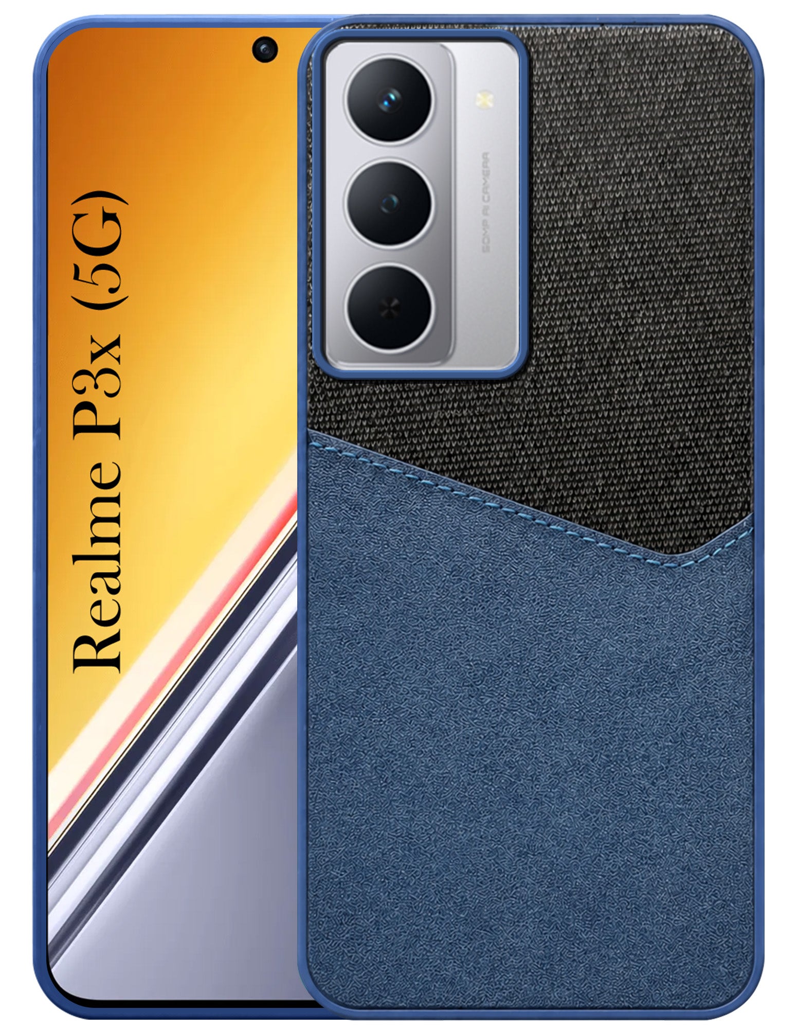 For Realme P3x Back Cover Case (Dual PU Leather Stitch | Professional Minimalist | Soft and Flexible)