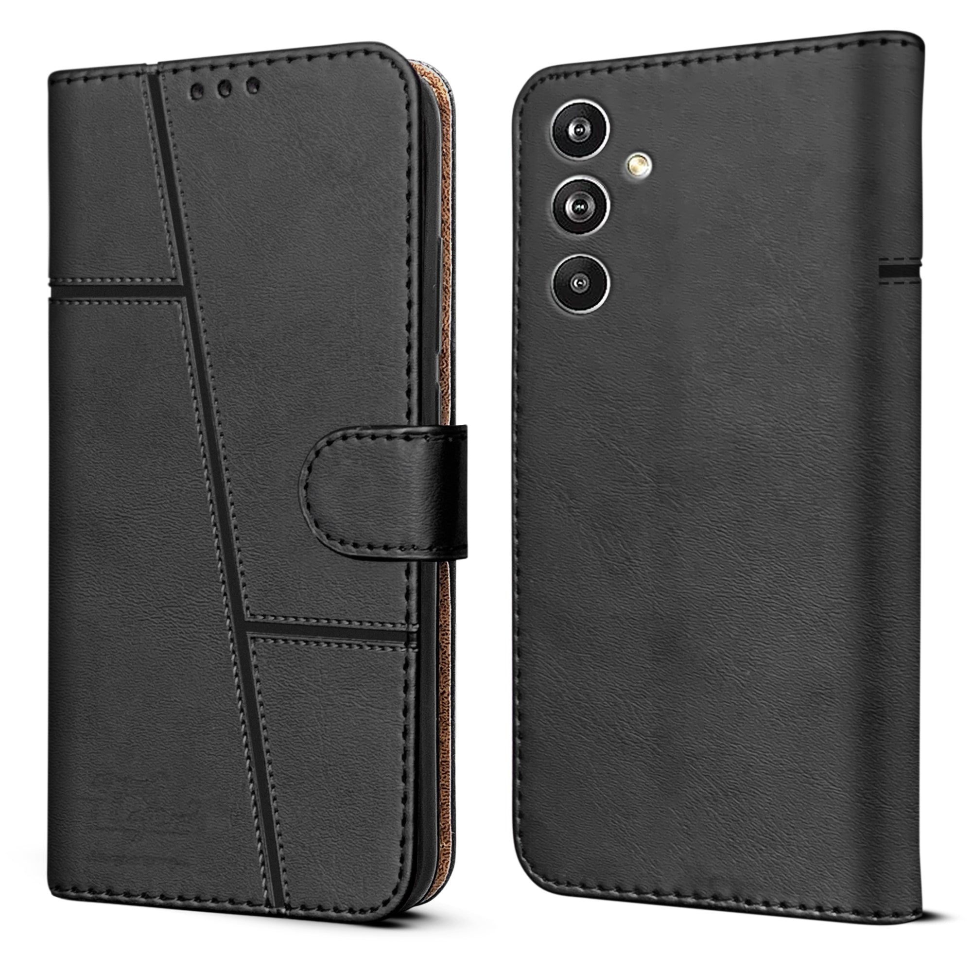 For Samsung Galaxy M54 5G Flip Cover Case (Stitched Leather with Magnetic Closure)