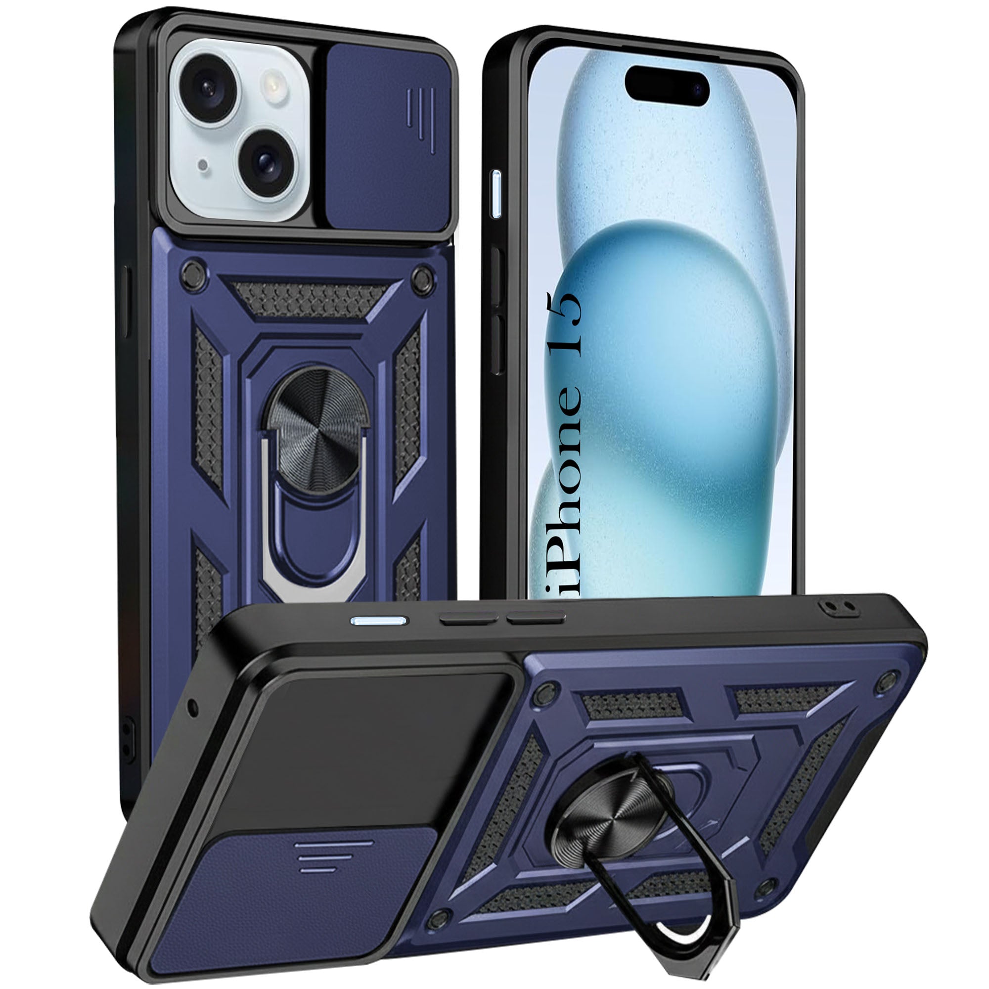 For iPhone 15 Back Case Cover (Hybrid Dual Polycarbonate)