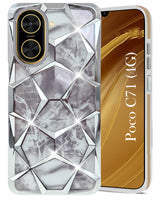 For Poco C71 Back Cover Case (Dual Design Glitter Sparkle and Detachable Diamond Print Case | Soft and Flexible)