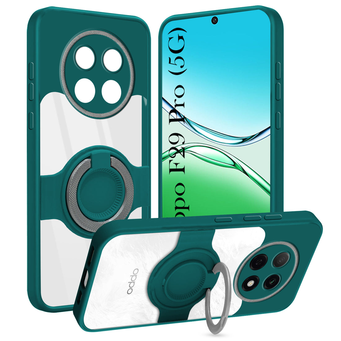 For Oppo F29 Pro Back Cover Case with stand (Built-in Ring Holder Kickstand | Lifetime Anti Yellow | Camera Protection)