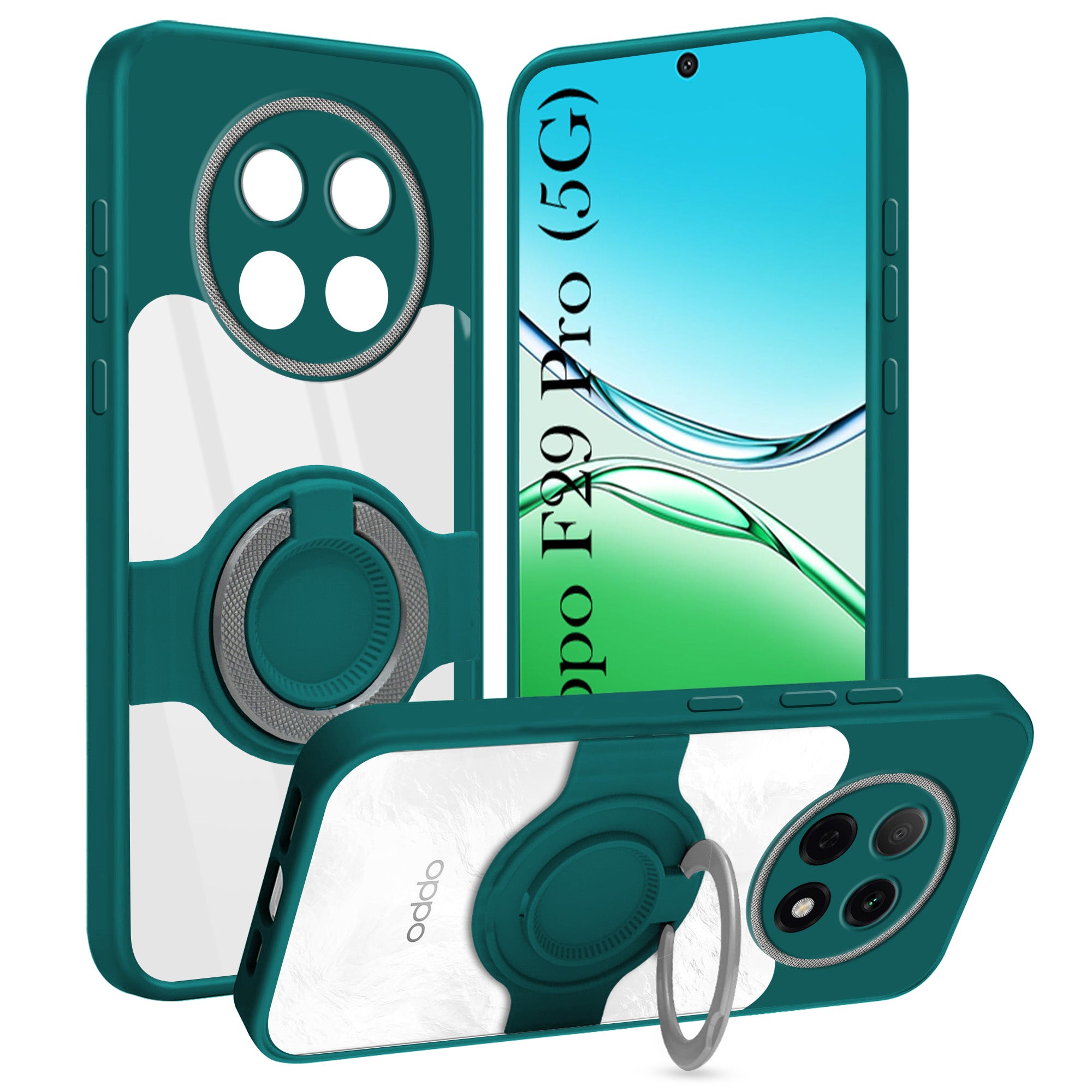 For Oppo F29 Pro Back Cover Case with stand (Built-in Ring Holder Kickstand | Lifetime Anti Yellow | Camera Protection)