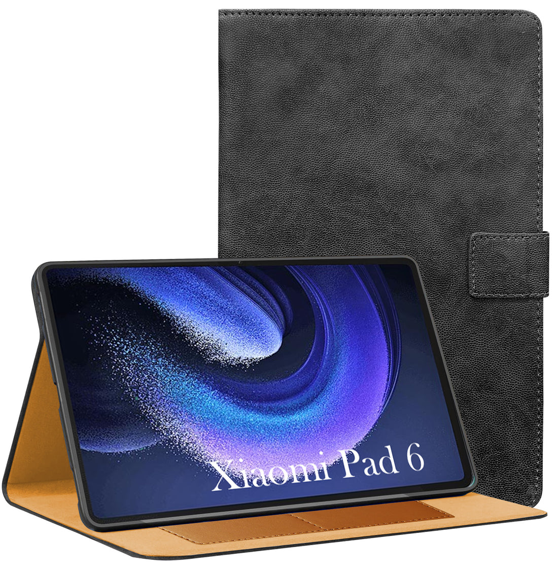 For Xiaomi Pad 6 11 Inch 23043RP34C/23043RP34G/23043RP34I Flip Cover Folio Cover(PU Leather | Multi-Angle Smart Stand | Card Storage Slots | Silicone Back Pouch)