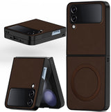 For Samsung Galaxy Z Flip 4 5G Back Cover Case (MagSafe Wireless Charging Compatible | Sleek Leather Finish | Inside Microfiber Cloth)