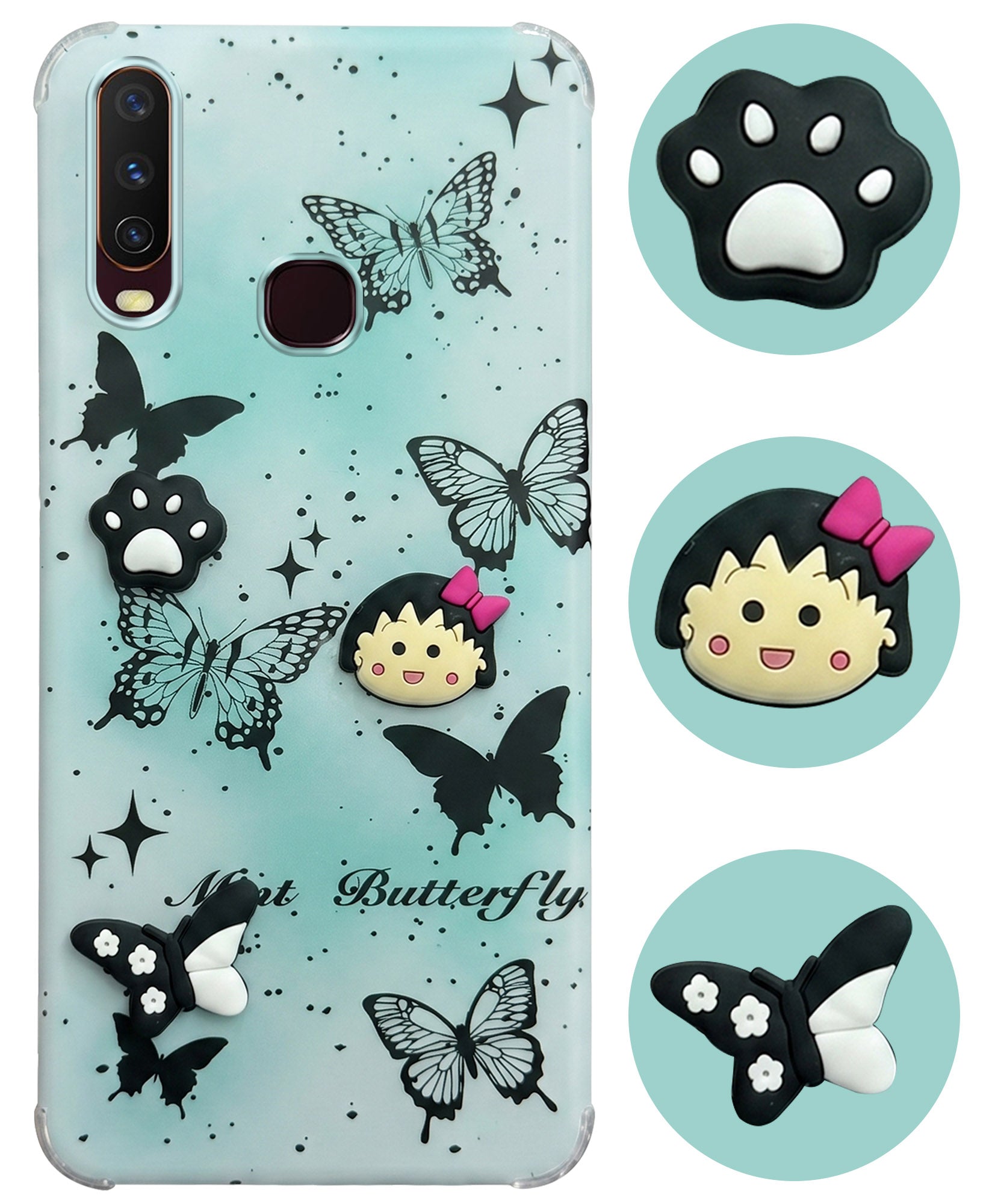 For Vivo Y12 | Y15 | Y17 Back Cover Case (3D Cute Cartoons | Hard Back Side Soft | Matte Premium Finish | HD Printing)